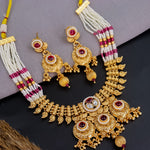 Load image into Gallery viewer, Pallavi Copper Ethnic Choker With Earrings - Maroon
