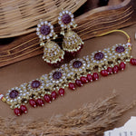 Load image into Gallery viewer, Suhila Kundan Set With Jhumka - Maroon
