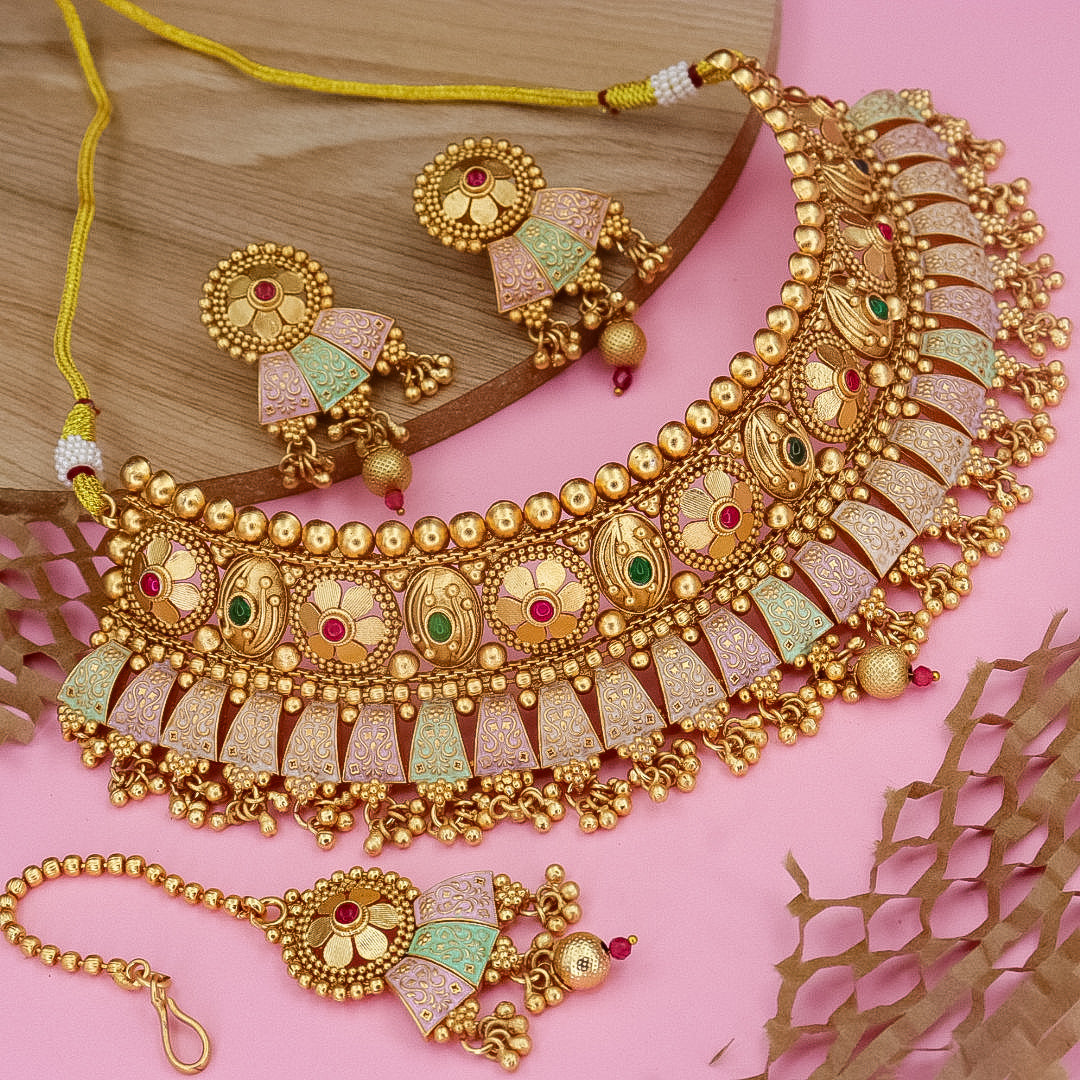 Aashika Semi Bridal Rajwadi Copper Choker