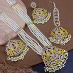 Load image into Gallery viewer, Nazneen Reverse AD Choker Set With Teeka + Earrings - Yellow
