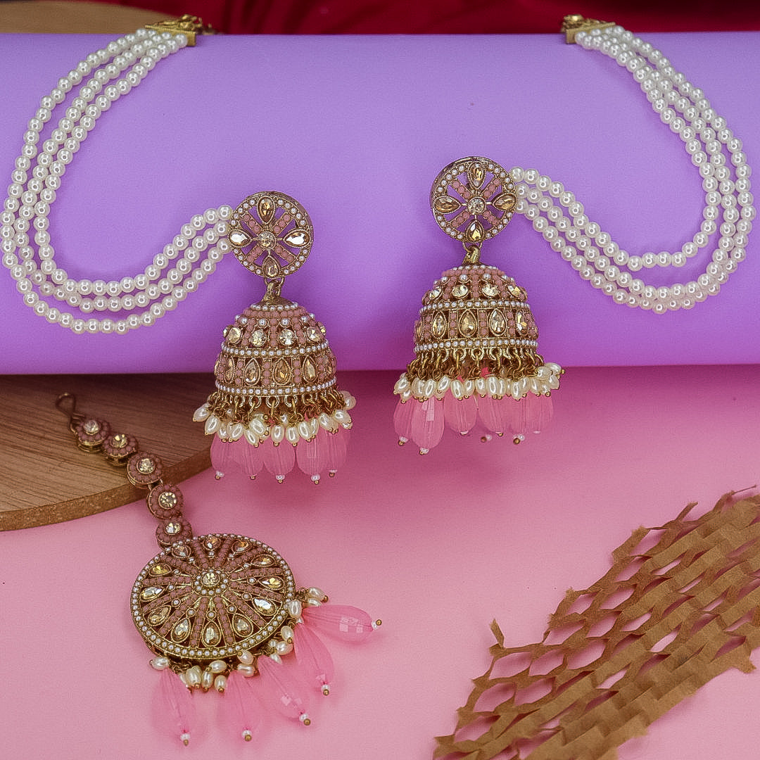 Yema Reverse AD Jhumka With Kaanchain & Teeka