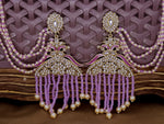 Load image into Gallery viewer, Amna Peacock Earrings With Kanchain - Lavender
