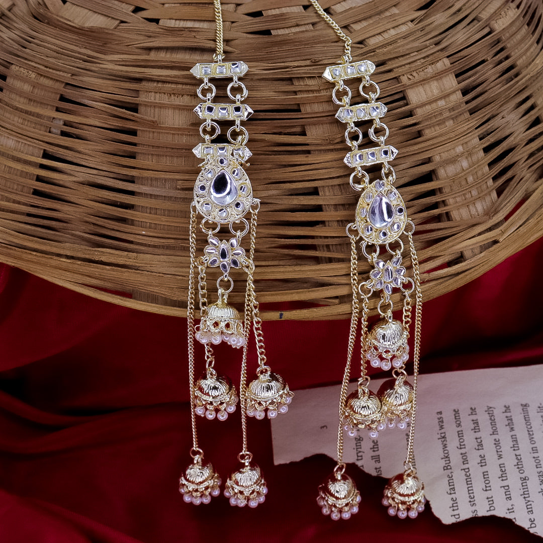 Natasha Latkan Jhumki Earrings With Kaanchain