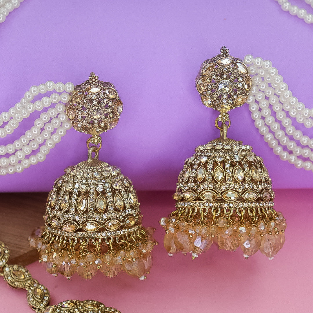 Viruna Reverse AD Jhumka With Kaanchain & Teeka