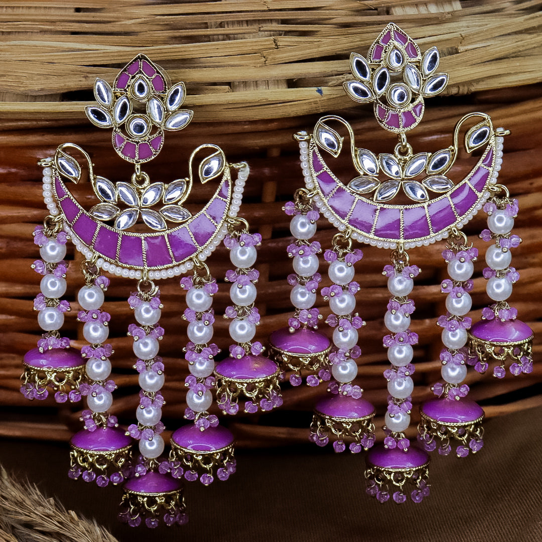 Neha Kundan Chandbali With Pearl Latkans