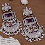 Load image into Gallery viewer, Riya German Silver Chandbali-  Purple
