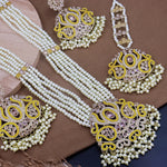 Load image into Gallery viewer, Nazneen Reverse AD Choker Set With Teeka + Earrings - Yellow
