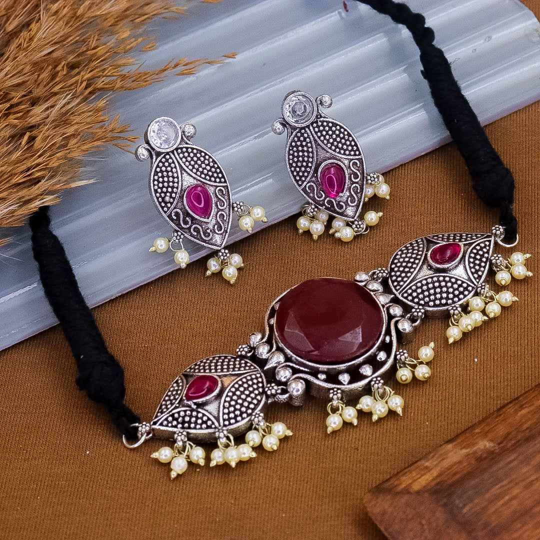 Vanshi Brass Choker With Earrings