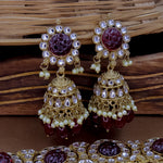 Load image into Gallery viewer, Suhila Kundan Set With Jhumka - Maroon
