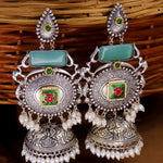 Load image into Gallery viewer, Shilpa Statement  Premium Brass Jhumka With Meenakari
