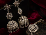 Load image into Gallery viewer, Trayi American Diamond Jhumka With Teeka
