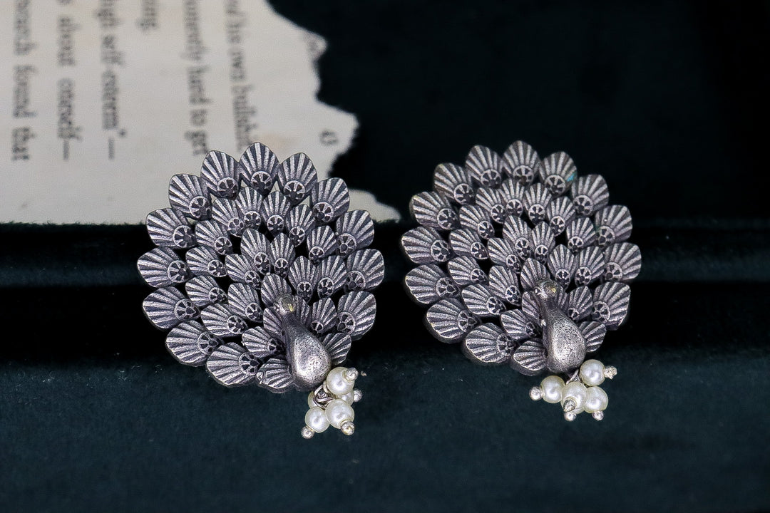 Silver Peacock Stud