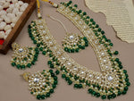 Load image into Gallery viewer, Alveera Long Kundan Necklace - Dark Green
