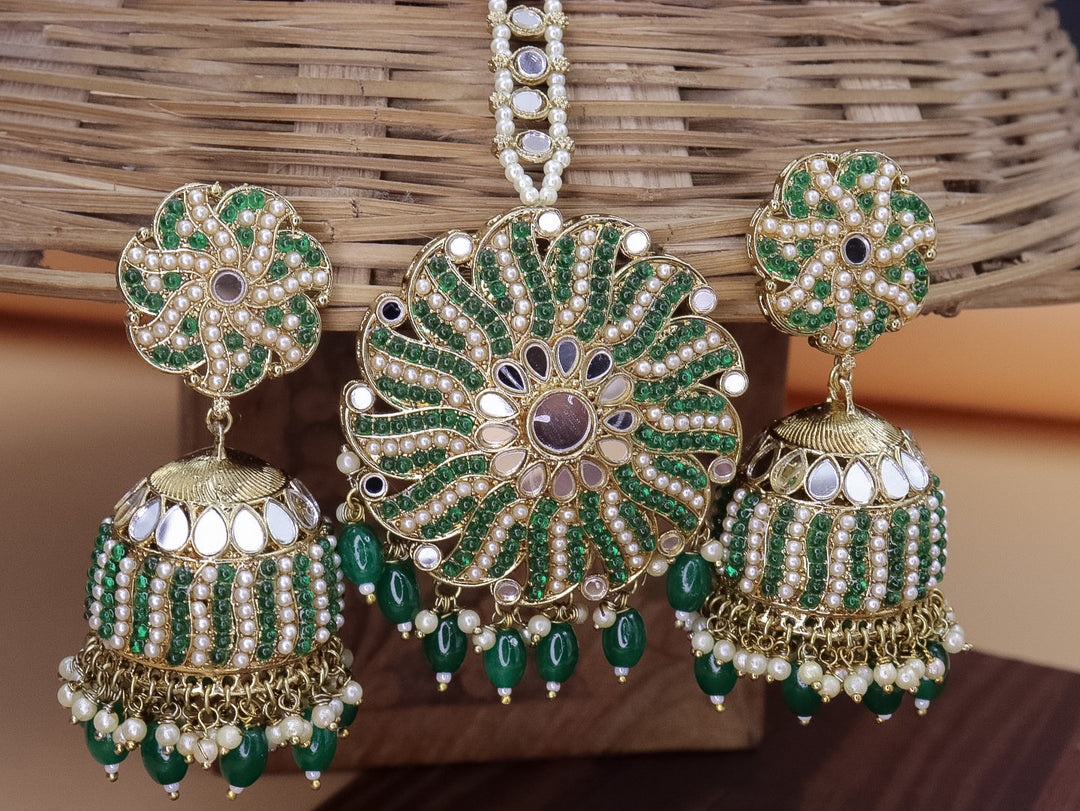 Hannah Colourful Jhumka With Maangteeka