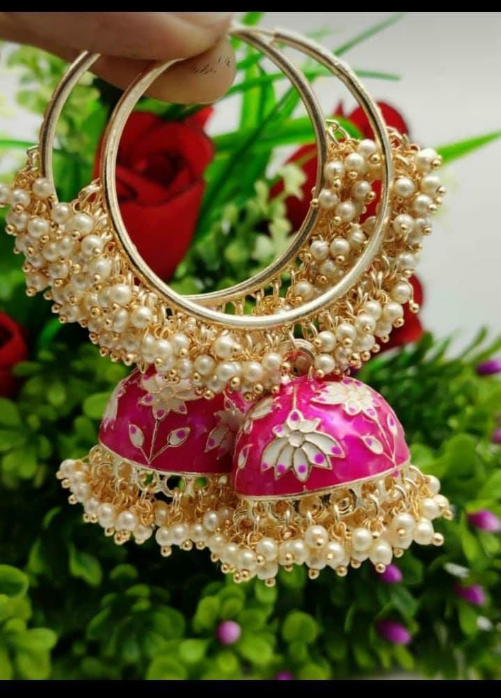 Meenakari Hoop Jumkis