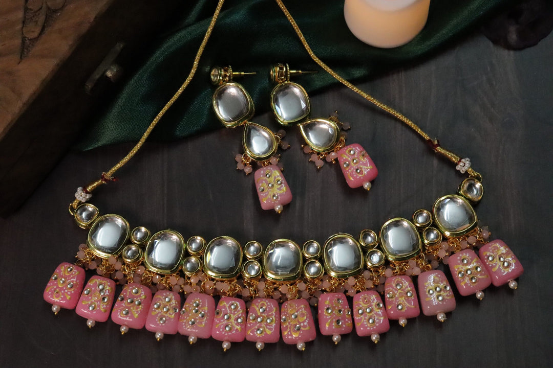 Priya Kundan Choker Set - PINK