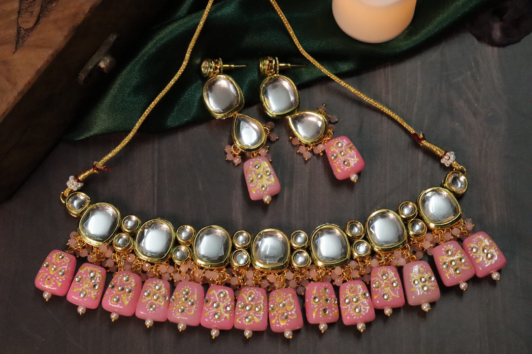 Priya Kundan Choker Set - PINK