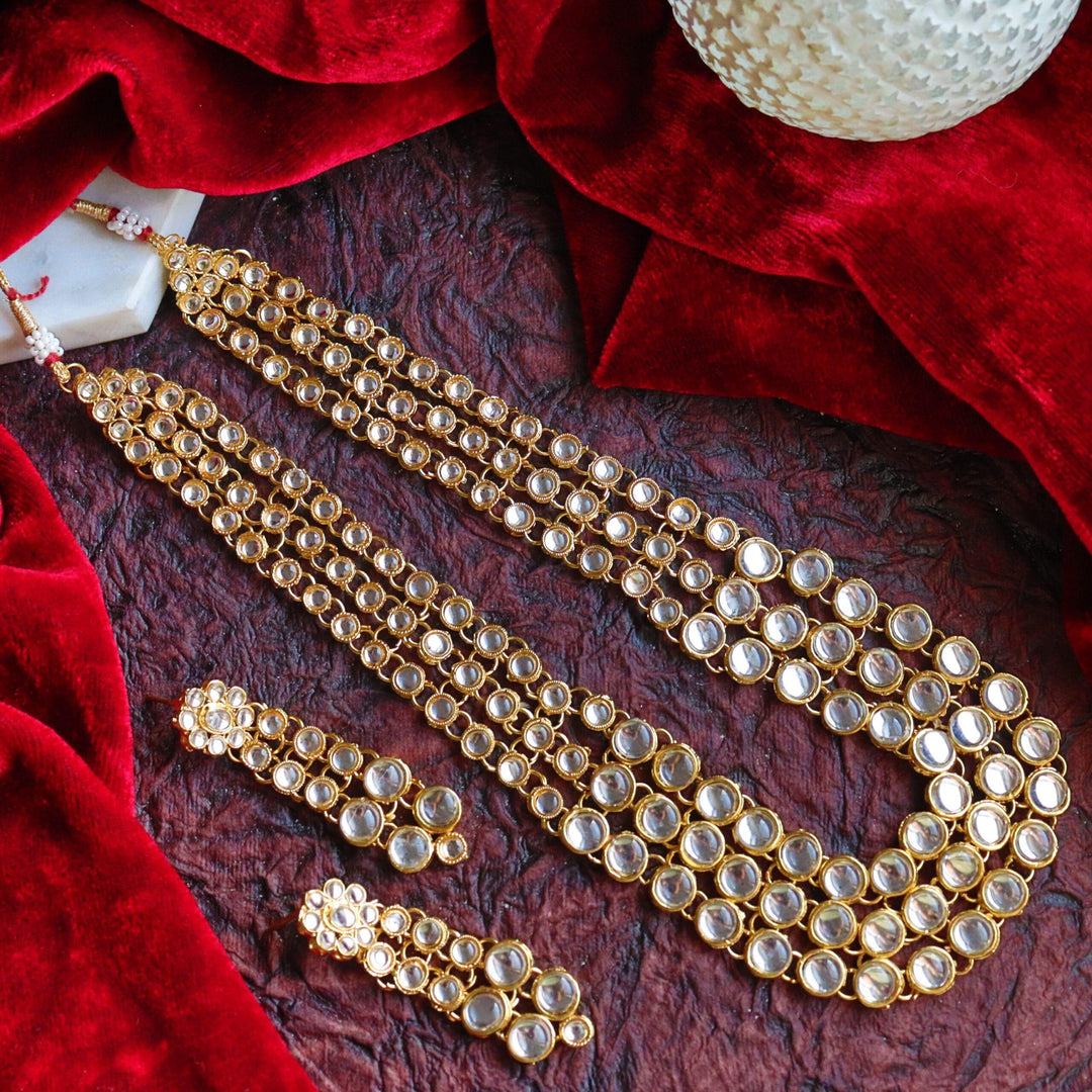 Anushka Sharma Inspired Long Kundan Necklace - Golden