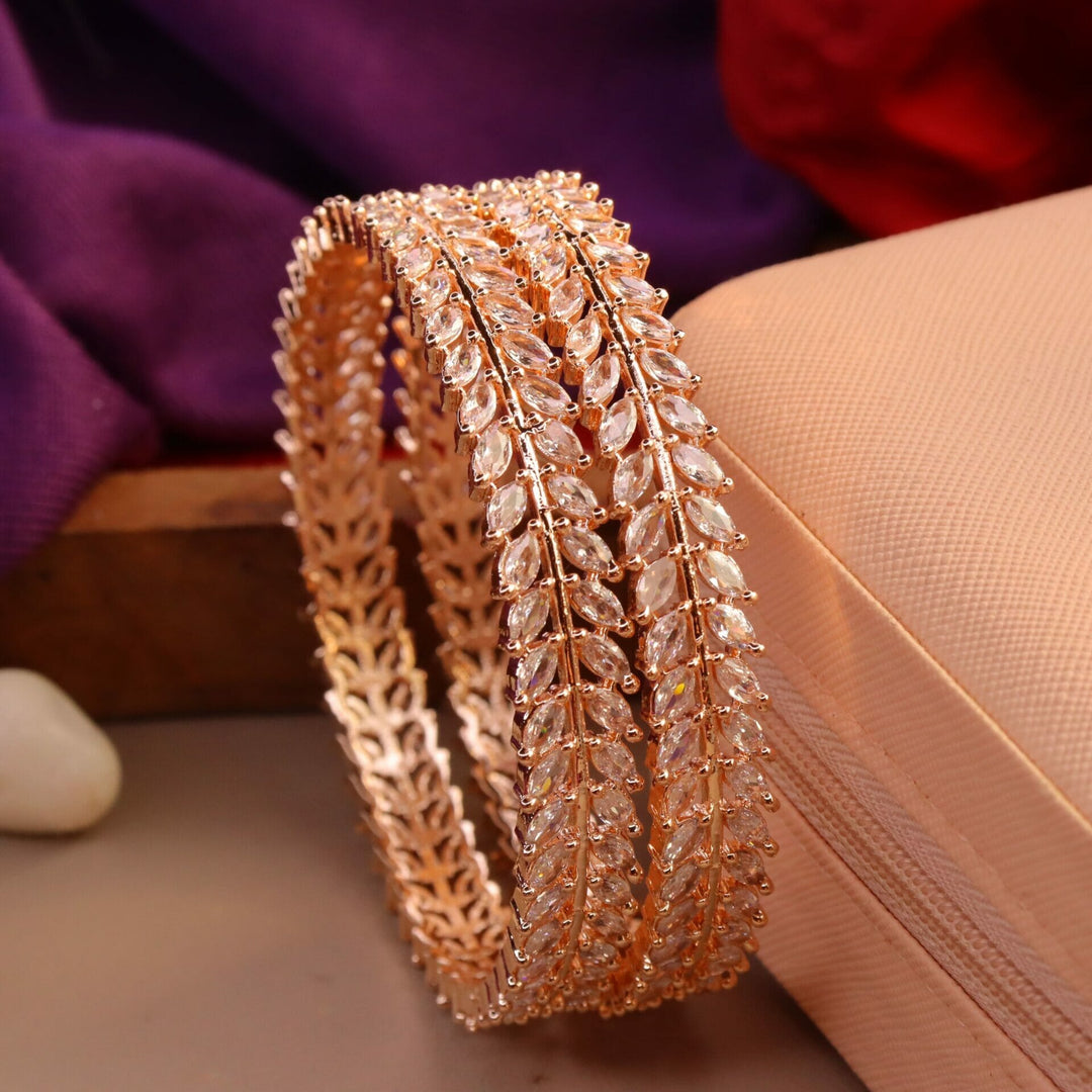 Naina Rosegold AD Bangles