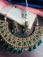 Load image into Gallery viewer, Zainab Mirror Choker Set With Earring &amp; Maang - Teeka
