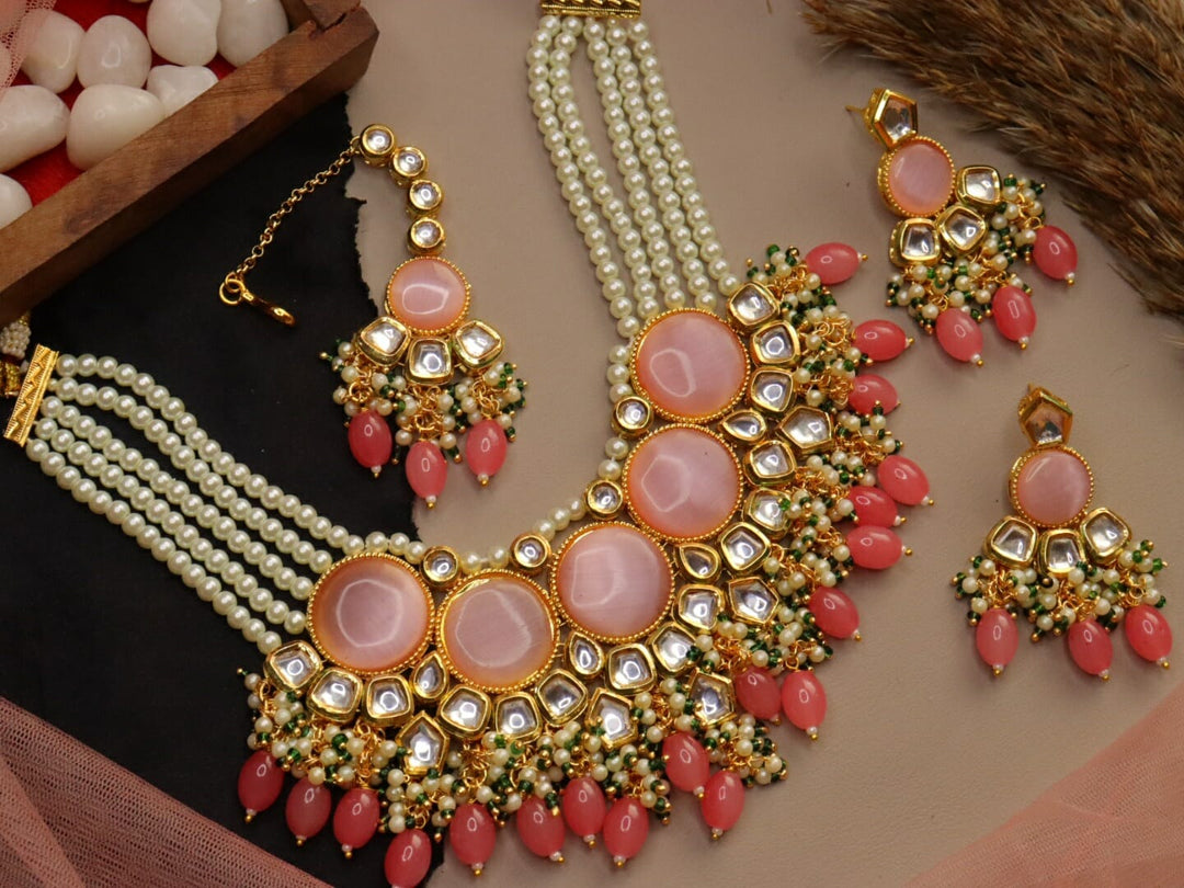 Navita Kundan Choker Set - Pink