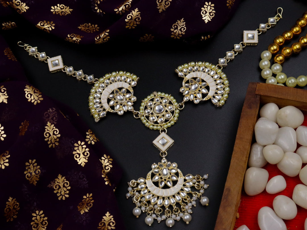 Peshwa Kundan Sheeshphool With Teeka