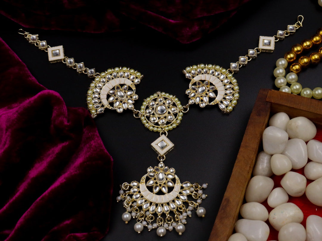 Peshwa Kundan Sheeshphool With Teeka