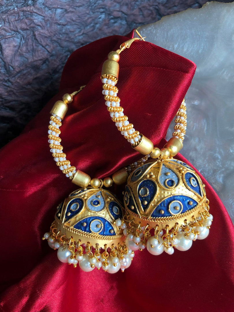 Aniqa Hoop Jhumka-Blue