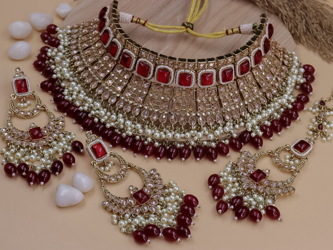 Laila Premium Reverse AD Semi Bridal Choker Set