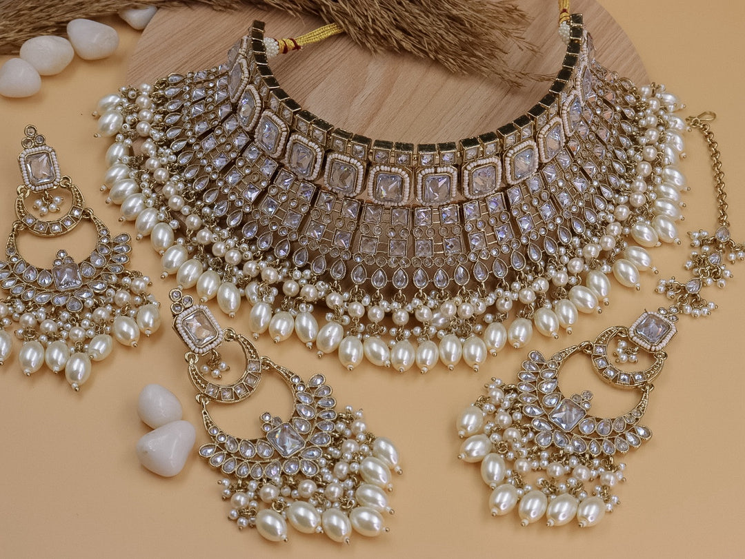 Laila Premium Reverse AD Semi Bridal Choker Set